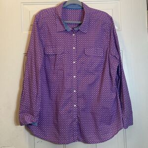 Women’s  Purple Floral Cotton Fabric Tops Size Approximately 3X No Tag